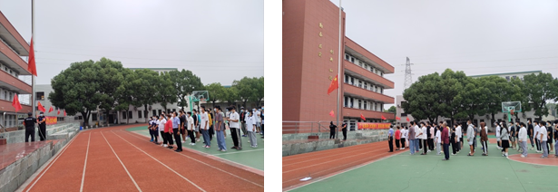 锡澄校区组织留校师生及后勤保供人员举行升旗仪式